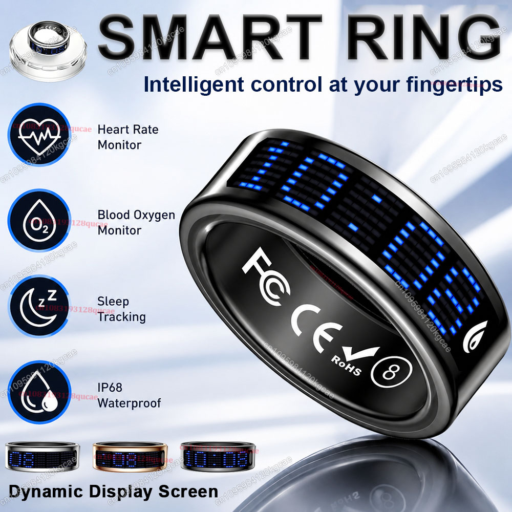Blood Oxygen Monitor - Smart Ring Display Screen Touch Incaming